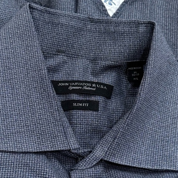 John Varvatos USA Slim Fit Blue Micro Dot Long Sleeve Button up Size M/L - Picture 10 of 14